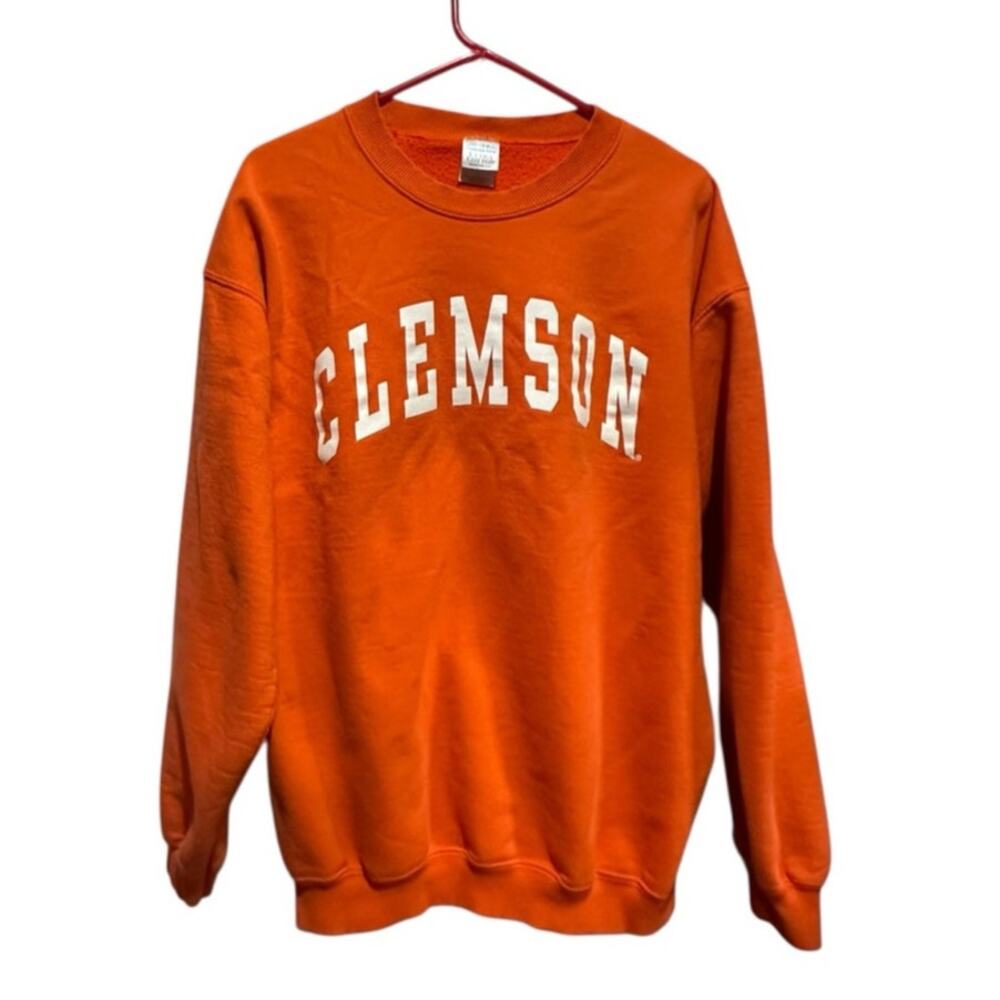 Vintage 90's University Of Clemson Tigers Gildan Orange Crewneck Size Large